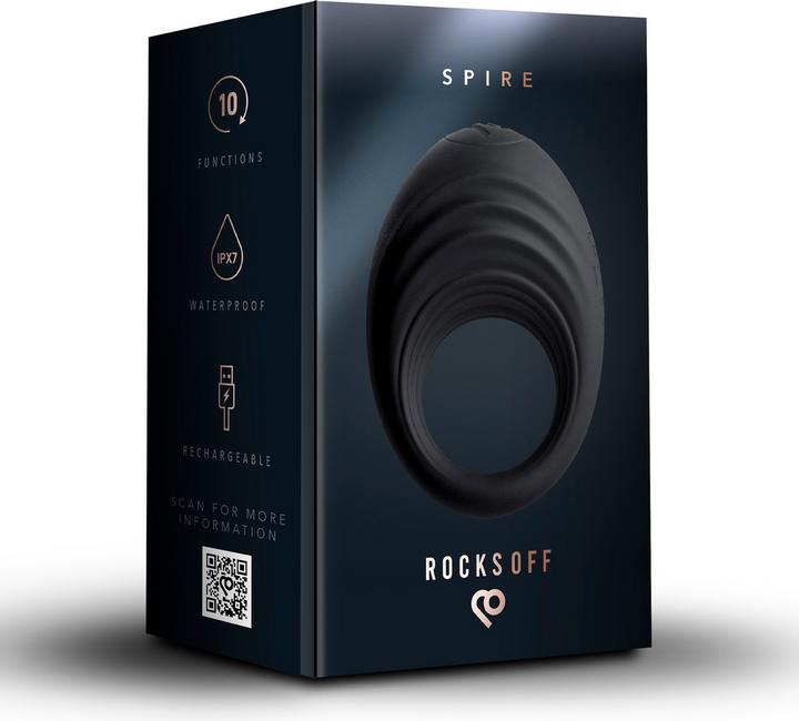 Productafbeelding Rocks-Off Spire - Vibrerende Cockring - Zwart