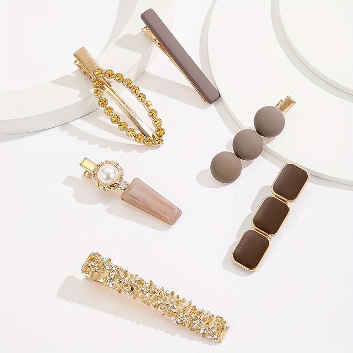 Produktbild Activity Board 6 Stück/Set Elegant Clip Strass Faux Perlen Dekor Haar rutschfest Haarschmuck Clip (6 Stk.)