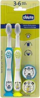 Actual product image Chicco Toothbrush For Children 3-6 Years Tiger And Panda 2 Pieces (2 x)