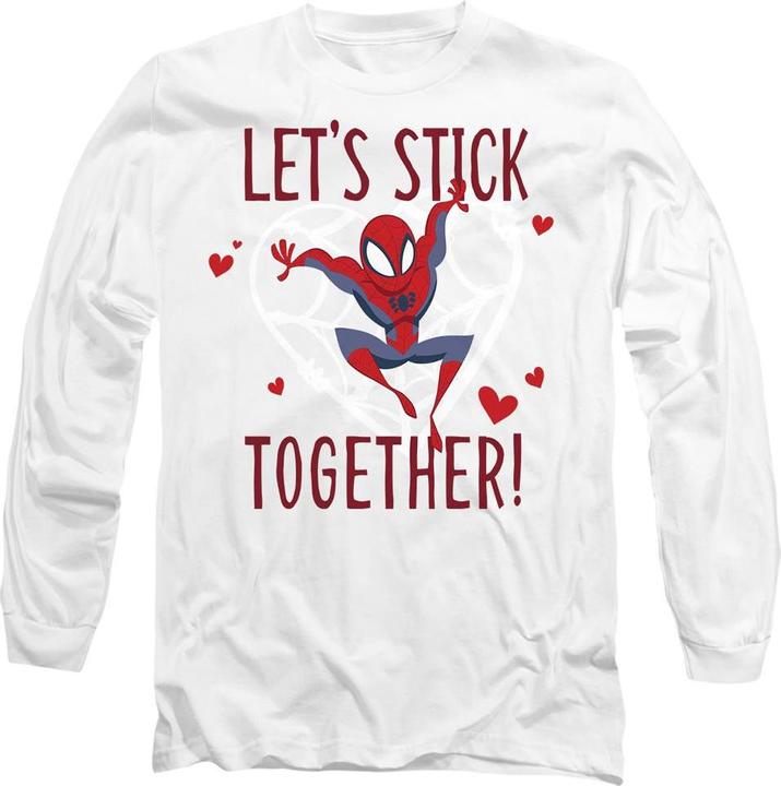 Actual product image Spiderman Unisex Adult Stick Together Valentine's Day T-Shirt (L)
