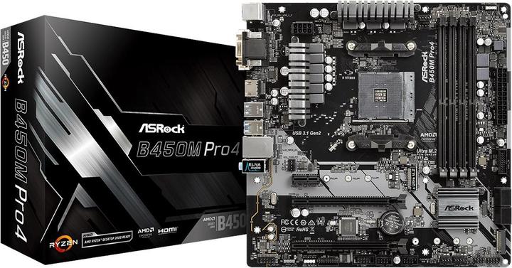 Image du produit AsRock B450M Pro4 (AM4, AMD B450, mATX)