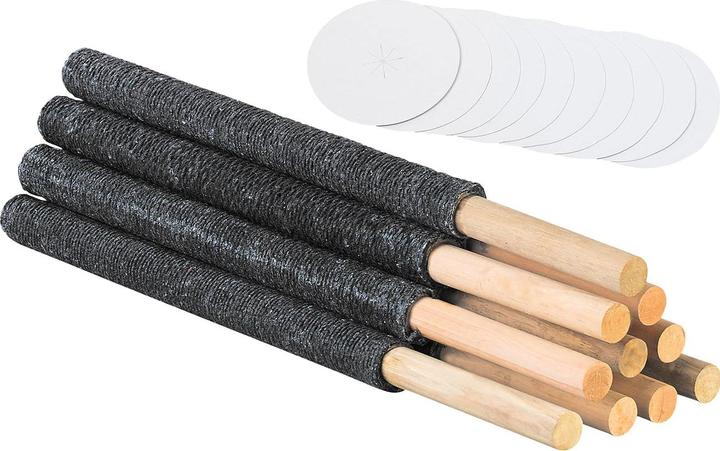 H & S Collection Torce di cera con manico in legno e piastra di protezione per le mani, tempo di combustione circa