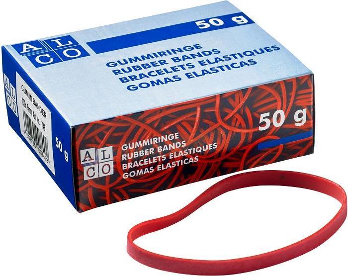 Alco Gummibänder, rot, diverse Grössen, wahlweise 50 g oder 1000 g