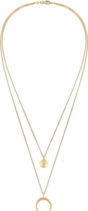 Actual product image Elli Necklace Layer Half Moon Star Plate Zirconia 925 Silver (925 sterling silver, Zirconia, 45 cm)