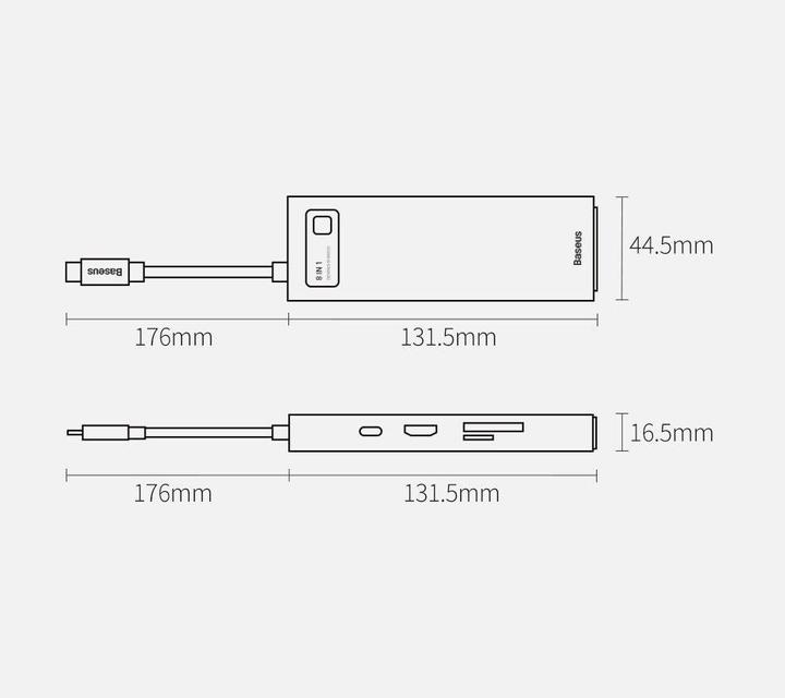 Image du produit Baseus Série Gelam en métal (USB-C, 8 Ports)