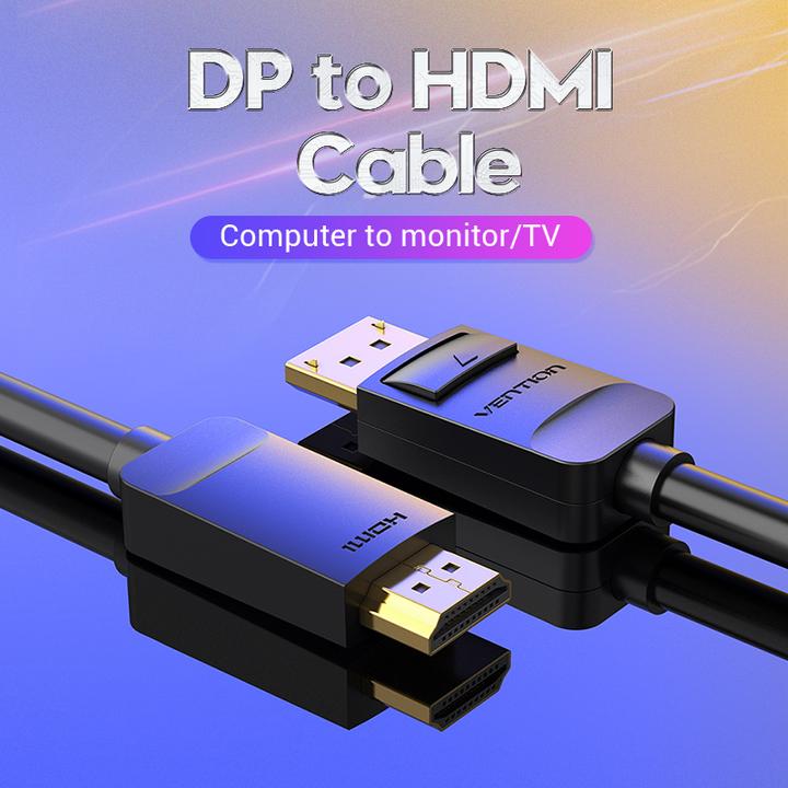Produktbild Vention Kabel DisplayPort do HDMI 3m HADBI Czarny (0.26 m, HDMI)