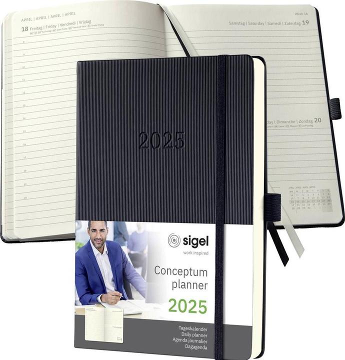 Produktbild Sigel Tageskalender 2025 C2510 1T/1S schwarz 21.3x14.8cm (Deutsch)