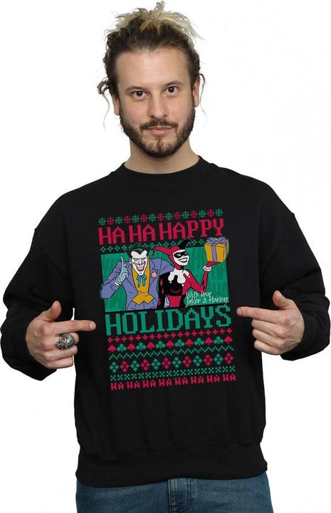 Immagine prodotto Felpa uomo Joker e Harley Quinn Ha Ha Happy Holidays in cotone (L)