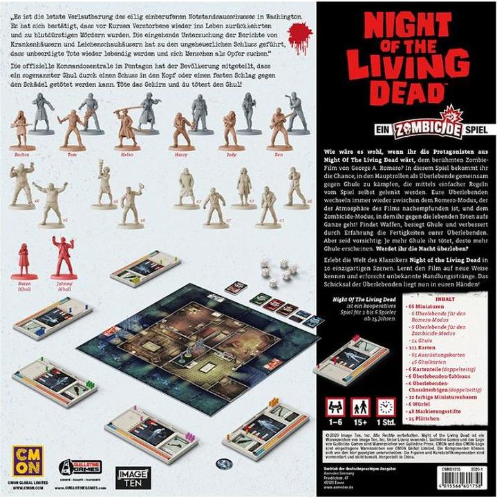 Immagine prodotto Cmon CMND1215 - Zombicide: La notte dei morti viventi, Gioco da tavolo, 1-6 giocatori, età 14+ (edizione (Tedesco)