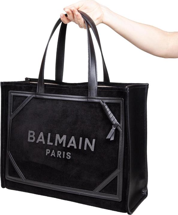 Produktbild Balmain b-army medium suede shopper bag with logo color black