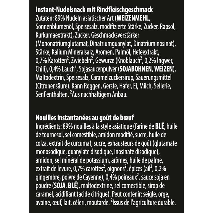 Valori nutrizionali e ingredienti Knorr Asia Noodles Beef Taste bustina, spuntino asiatico di noodles istantanei, preparato in soli 3 minuti (70 g)