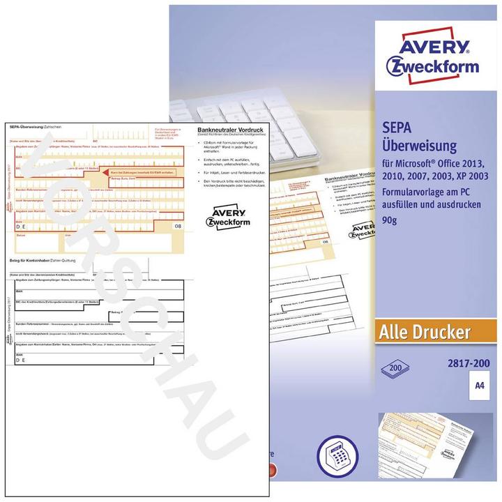 Produktbild Avery Überweisung/Zahlschein (200 x)