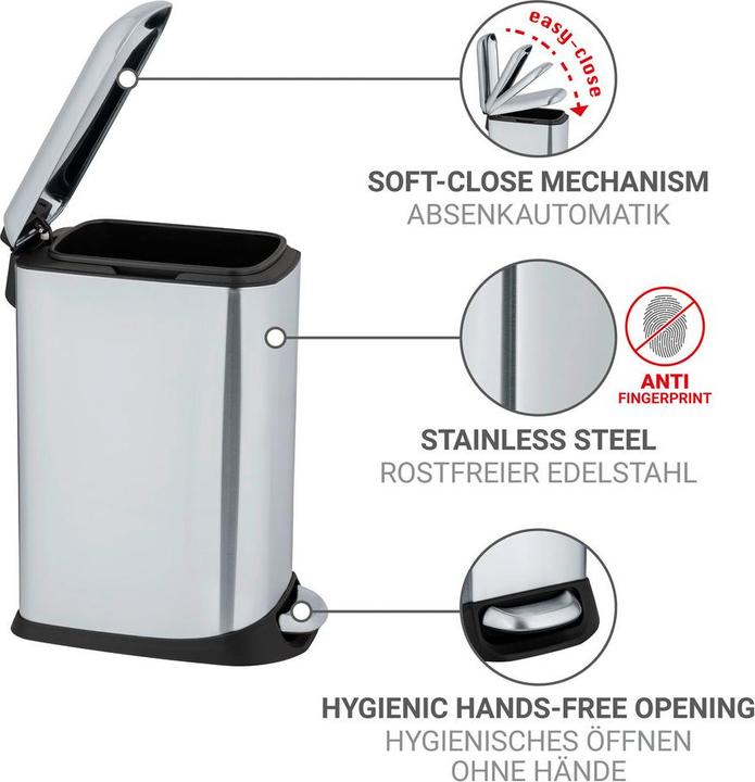 Image du produit Wenko Poubelle à pédale Design Easy-Close (12 l)