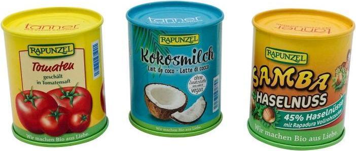Actual product image Tanner Rapunzel Natural Food Metal Cans