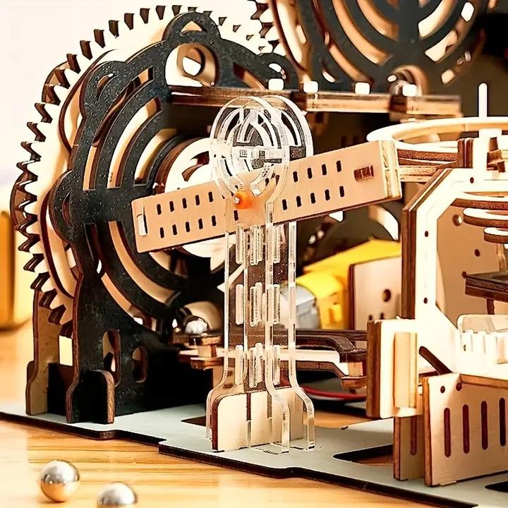 Immagine prodotto The Toy Company 3D Holz Kugelbahn, Murmelbahn Puzzle aus Holz, batteriebetrieben