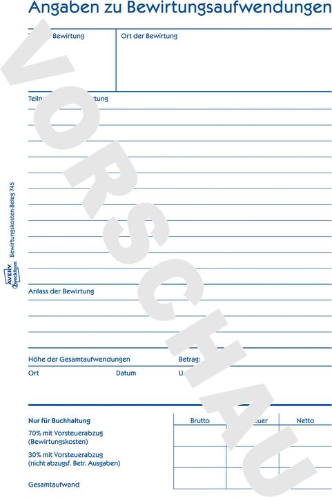Produktbild Avery Bewirtungskostenbeleg (50 x)