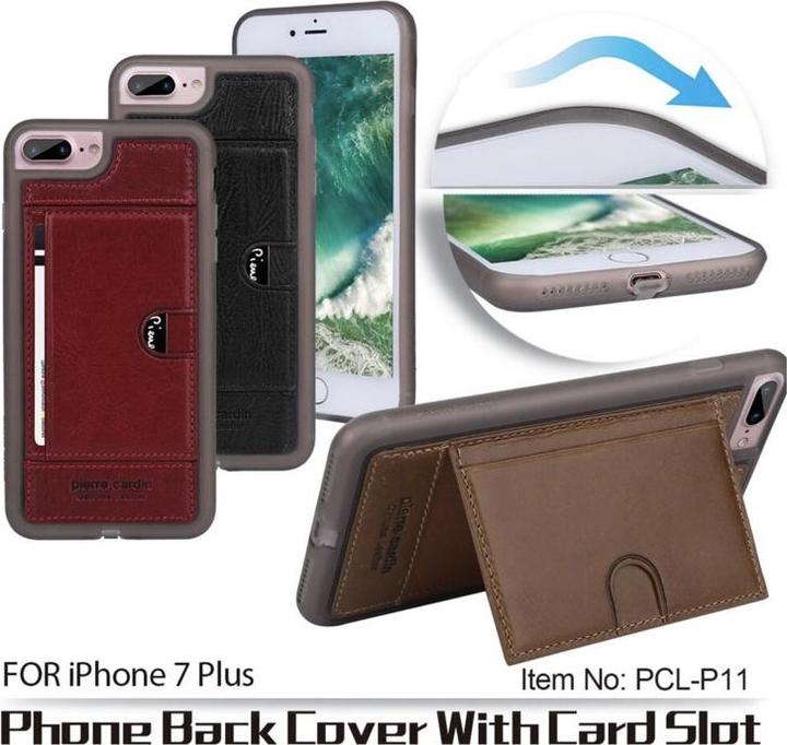 Produktbild Pierre Cardin iPhone 7 Plus / 8 Plus – Leder Case mit Kartenfach aussen, Rot (Apple iPhone 8 Plus, Apple iPhone 7 Plus)