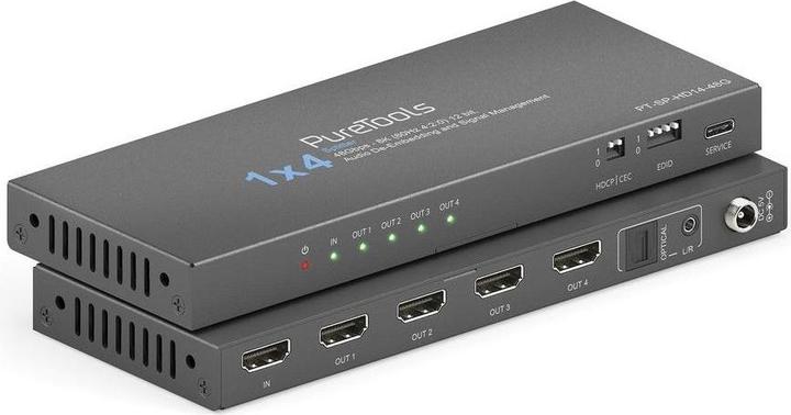 Image du produit Purelink PureTools - 1x4 HDMI2.1 Splitter - 48Gbps - 8K (60Hz 4:2:0) 12 bit, Audio De-Embedding and Signal M