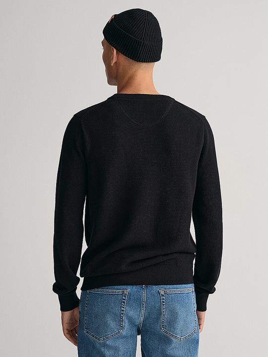 Immagine prodotto GANT Cotton Pique Pullover Crew Neck Black (S, L, 3XL)