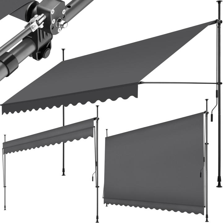 Actual product image tectake Tenda a morsetto con manovella, altezza regolabile (4 m)