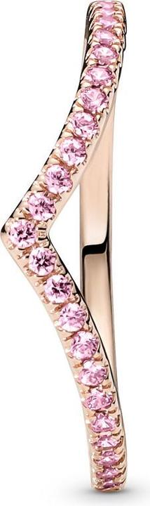 Actual product image Pandora 14kt Rose Gold Sparkling Wishbone Pink Ring (58)