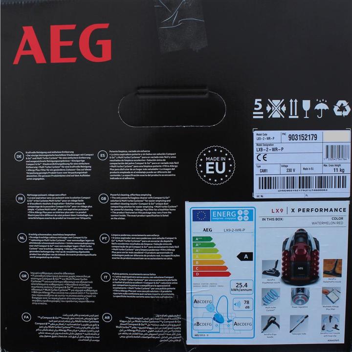 Produktbild AEG LX9-2-WR-P Staubsauger ohne Beutel, rot