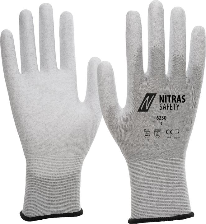 Image du produit Nitras Gants 6230 taille 8 gris/blanc EN 388, EN 16350 EPI catégorie II (8)