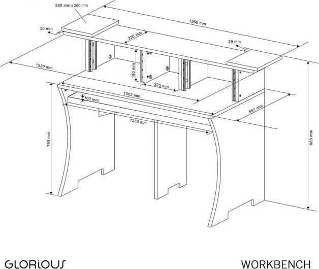 Produktbild Glorious Workbench, Arbeitstisch für Studios, Holz, schwarz