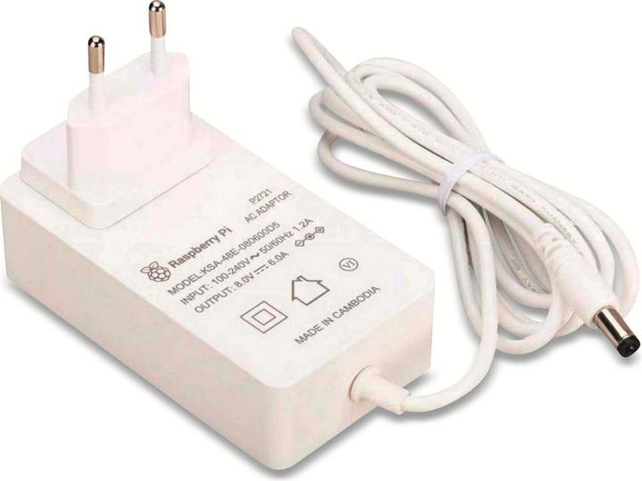 Immagine prodotto Berrybase Alimentatore da 48W per Raspberry Pi Build HAT, UE, bianco
