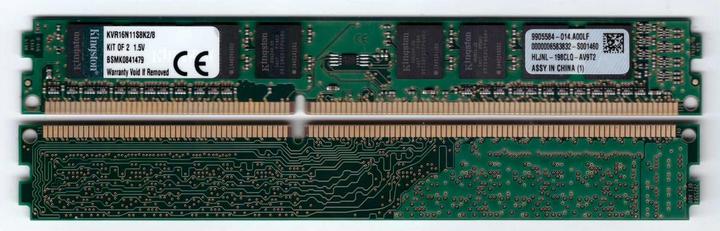 Actual product image Kingston ValueRAM (2 x 4GB, 1600 MHz, DDR3-RAM, DIMM)