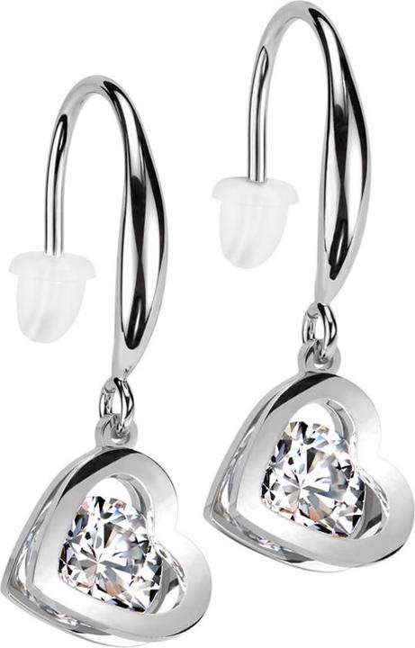 Produktbild Star Piercing Ohrring silber Anhänger Herz Kristall silber (Chirurgenstahl)