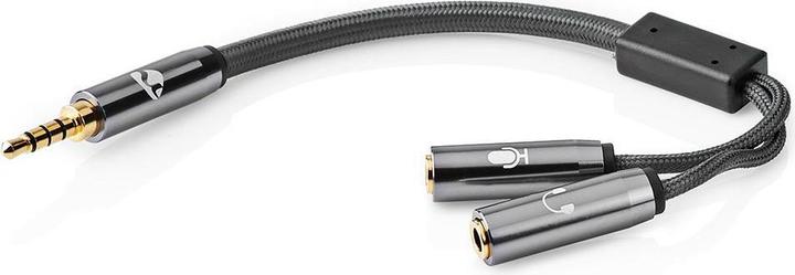 Actual product image Nedis Stereo audio cable - 3.5 mm male - 3.5 mm female - gold plated - 0.20 m - round - anthracite/G (0.20 m, 3.5mm jack (AUX))