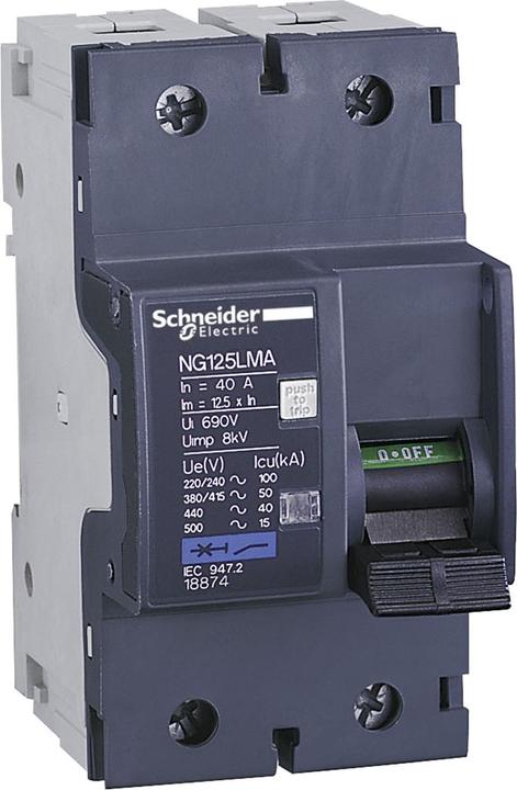 Schneider Electric Disjoncteur NG125LMA, 2P, 25A, MA 18873