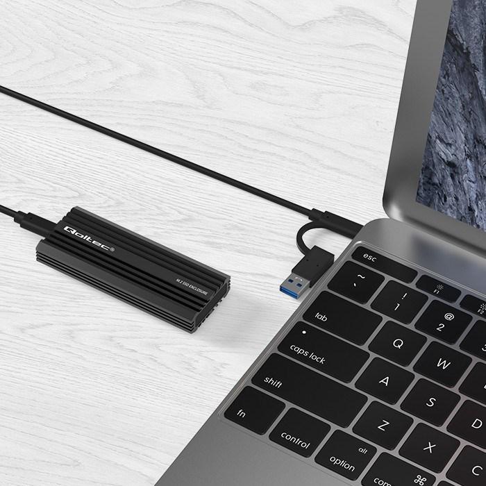 Produktbild Qoltec Obudowa | kieszeń NV2270 na dysk M.2 SSD SATA | NGFF | PCIe | USB-C (M.2)