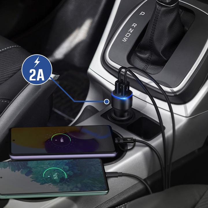 Image du produit Samsung Chargeur rapide pour deux voitures 2x 15W avec câble de données 2 en 1