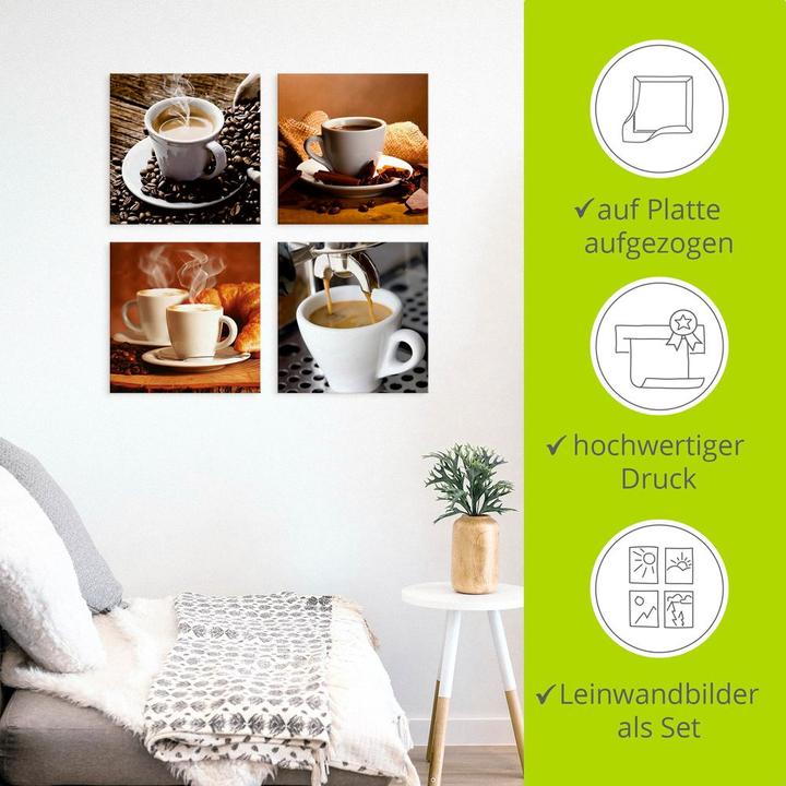 Image du produit Artland Tableaux en toile sur panneau, ensemble de tableaux de café K2KJ (40x40 cm)