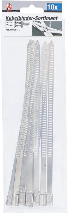 Image du produit BGS Assortiment de serre-câbles Acier inoxydable inoxydable 7,0 x 200 mm 10 pièces (Serre-câbles métalliques, 200 mm, 10 pcs)