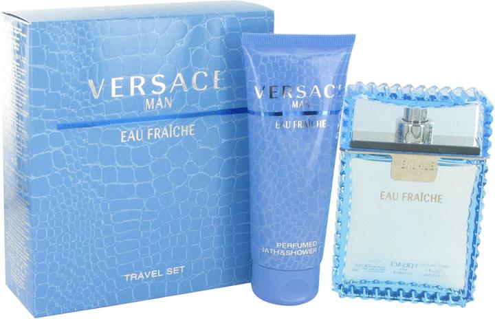 Versace Man by Gift Set -- 3.3 oz Eau de Toilette Spray (Eau Frachie) + 3.3 oz Shower Gel (Parfum set)