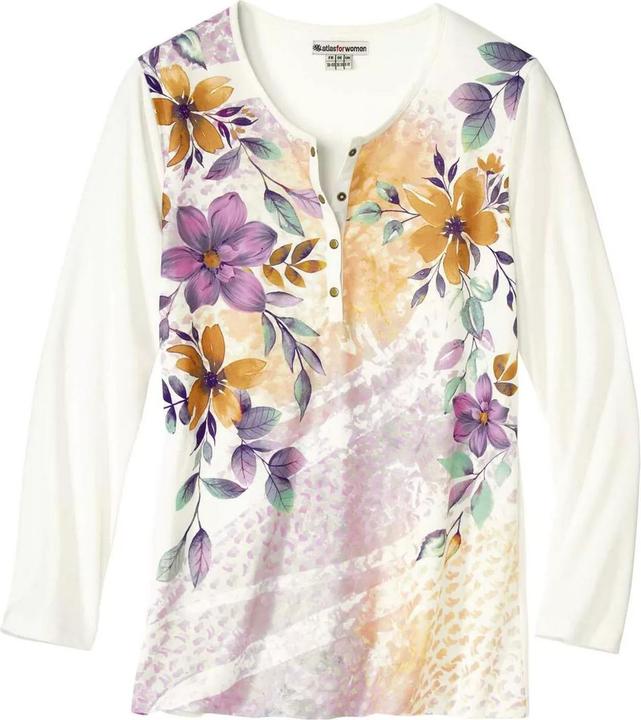Atlas For Women Floral Henley Top