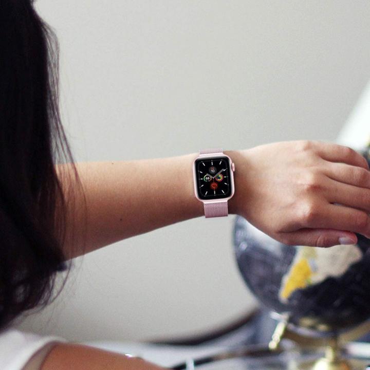 Actual product image Tech Smart Clock Apple 1/2/3 belt, pink, 42 mm (Stainless steel, Apple Watch SE)