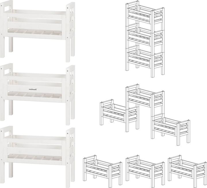 Image du produit Needs&Wants Multi-Pflanzenständer "Placy1" mit 3 Kästen, Fichte (weiss)
