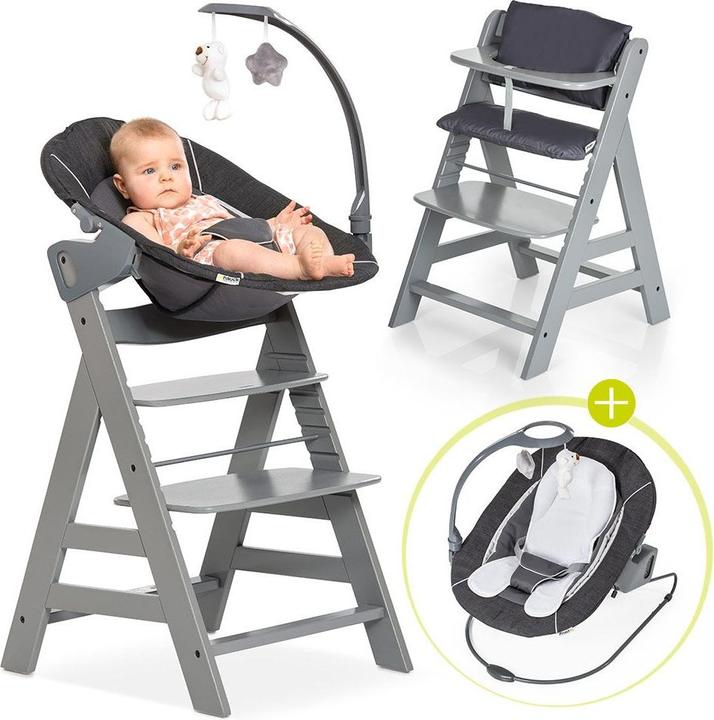 Produktbild Hauck Hochstühle Alpha Plus Grau Newborn Set Deluxe - 4-tlg. Hochstuhl (Hochstuhl)