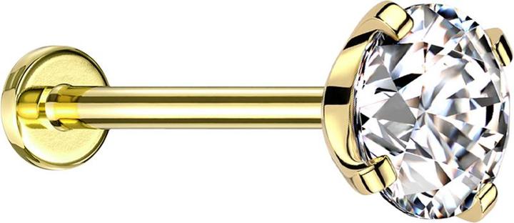 Image du produit Hollywood Body Jewelry Micro Labret femelle doré carré avec cristaux argentés (Titane G23sans laiton, LaitonAcier chirurgical 316L)