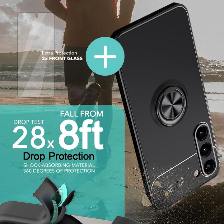 Actual product image Nalia Matte ring silicone case with 2x screen protector (Samsung Galaxy S23+)