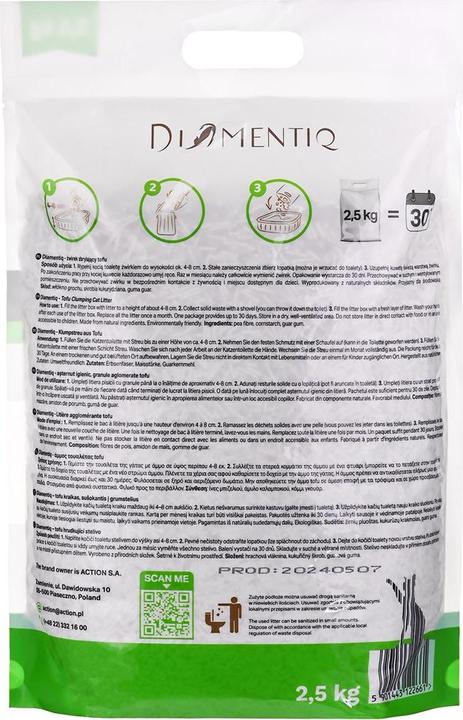 Actual product image Diamentiq Żwirek Tofu zbrylający 2 5 kg NATURALNY (Biodegradable, Non-dusting, Clumping, 2.50 kg)