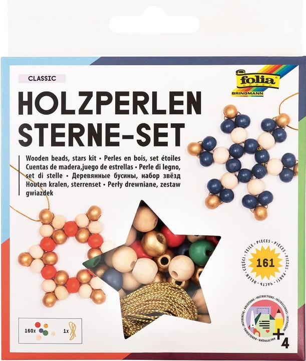 Immagine prodotto Folia Set artigianale di perline di legno Stelle classiche
