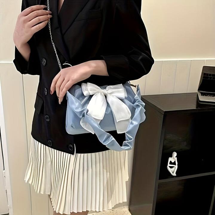 Actual product image Only-Bags.Store Chic bow shoulder bags, monochrome bags with magnetic closure and polyester lining
