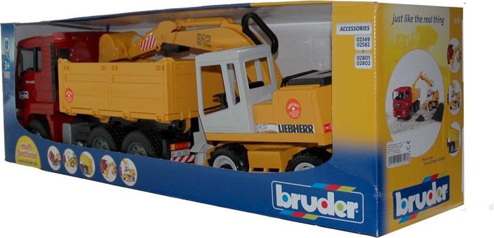 Actual product image Bruder Man tipping truck with shovel excavator