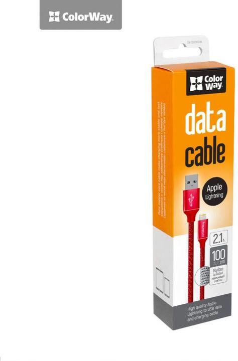 Image du produit Colorway Data Cable Apple Lightning Charging cable, Fast and safe charging Stable data transmission, Red, 1 (1 m, USB 3.2 Gen 1)