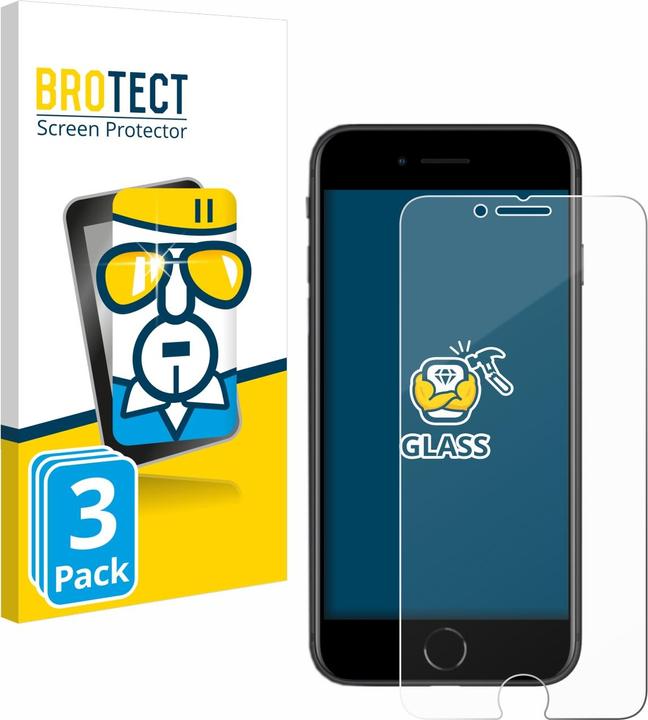 Actual product image BROTECT Armoured tempered glass screen protector (3 Piece, Apple iPhone SE (2nd Gen))